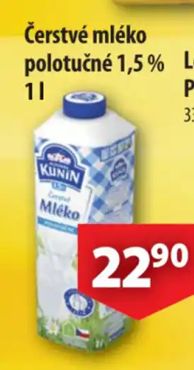 CBA Čerstvé mléko polotučné 1,5% 1L nabídka