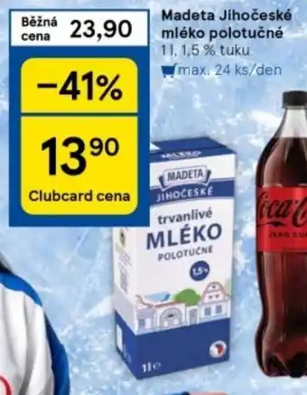 Tesco Madeta Jihočeské mléko polotučné 1L nabídka