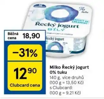 Tesco Milko Řecký jogurt 0% tuku nabídka