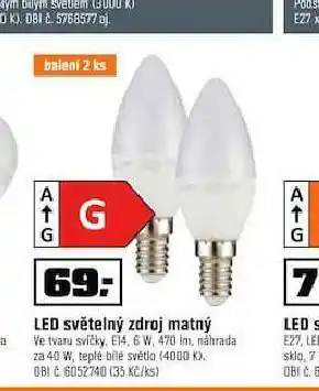 OBI Led světelný zdroj matný nabídka