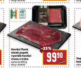 Billa Hovězí flank steak pupek vyzrálé hovězí maso z irska nabídka