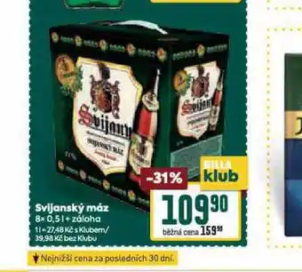 Billa Pivo svijanský máz nabídka
