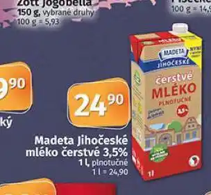 Coop Jihočeské mléko čerstvé nabídka