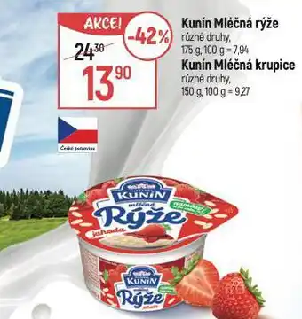 Globus Kunín mléčná rýže nabídka