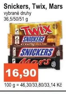 COOP DISKONT Snickers, Twix, Mars nabídka