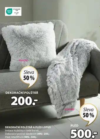 JYSK DEKORAČNÍ POLŠTÁŘ A PLÉD LOTUS nabídka