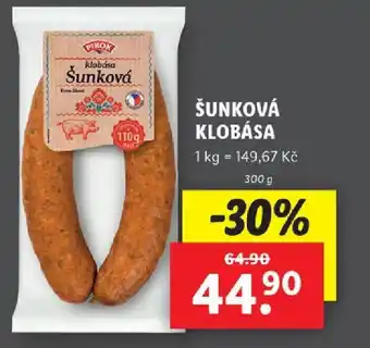 Lidl ŠUNKOVÁ KLOBÁSA nabídka