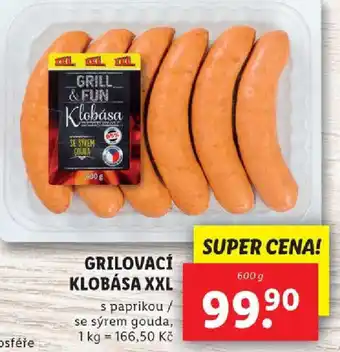 Lidl GRILOVACÍ KLOBÁSA XXL nabídka