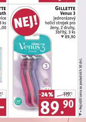 Rossmann Gillette venus 3 jednorázový holicí strojek nabídka