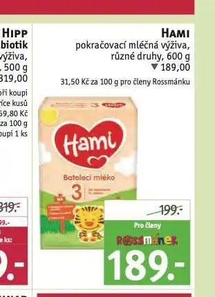 Rossmann Hami pokračovací mléčná výživa nabídka