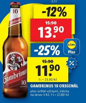 Lidl GAMBRINUS 10 ORIGINÁL nabídka