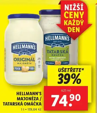 Lidl HELLMANN'S MAJONÉZA/ TATARSKÁ OMÁČKA nabídka