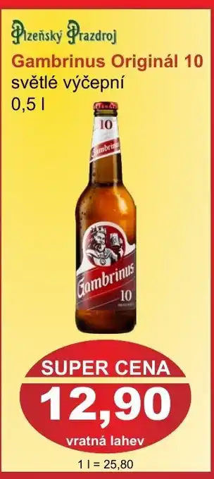 PLUS JIP Gambrinus Originál 10 světlé výčepní 0.5L nabídka