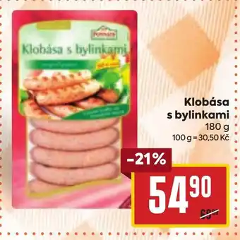 Billa Klobása s bylinkami nabídka