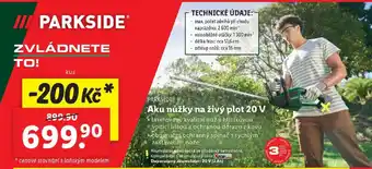 PARKSIDE Aku nůžky na živý plot 20 V