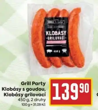 Billa Grill Party Klobásy s goudou, Klobásy grilovací nabídka