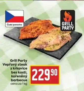 Billa Grill Party Vepřový steak z krkovice bez kosti, kořeněný barbecue nabídka