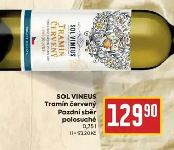 Billa SOL VINEUS Tramín červený Pozdní sběr polosuché 0.75L nabídka