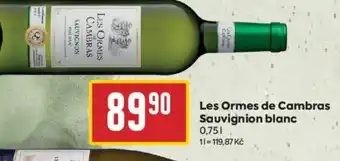 Billa Les Ormes de Cambras Sauvignion blanc 0.75L nabídka