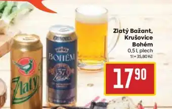 Billa Zlatý Bažant, Krušovice Bohém 0,5L nabídka