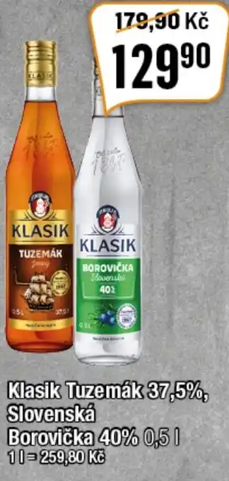 TEMPO Klasik Tuzemák 37,5%, Slovenská Borovička 40% nabídka