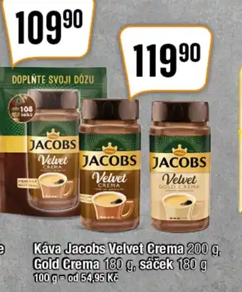 TEMPO Káva Jacobs Velvet Crema 200 g, Gold Crema 180 g, sáček 180 g nabídka