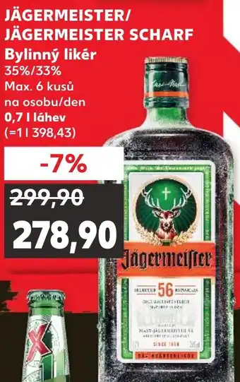 Kaufland JÄGERMEISTER/ JÄGERMEISTER SCHARF Bylinný likér nabídka