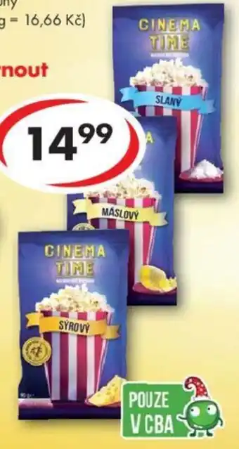 CBA Cinema Time Popcorn nabídka