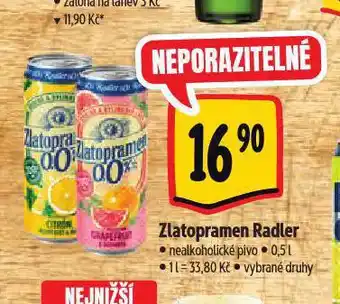 Albert Zlatopramen radler nabídka