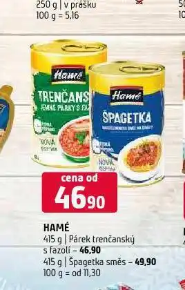 Terno Hamé párek trenčanský s fazolí nabídka