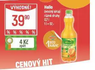 Globus Hello ovocný sirup nabídka