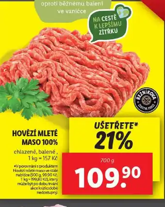 Lidl HOVĚZÍ MLETÉ MASO 100% nabídka