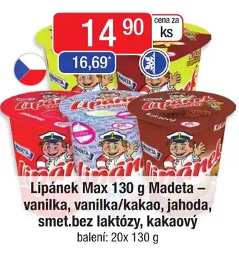 Qanto Lipánek Max 130 g Madeta - vanilka, vanilka/kakao, jahoda, smet.bez laktózy, kakaový nabídka