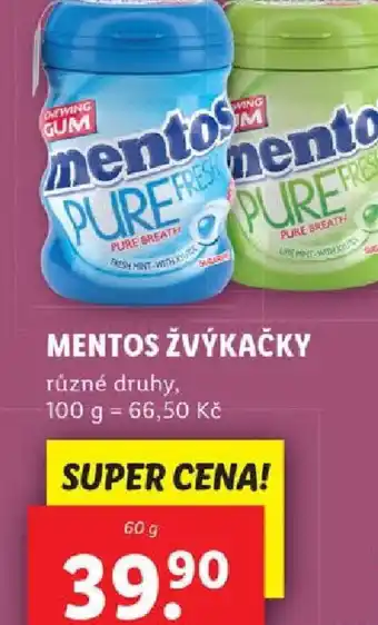 Lidl MENTOS ŽVÝKAČKY nabídka