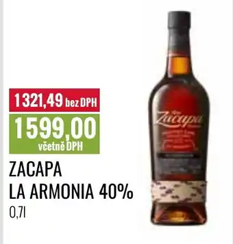 Ratio ZACAPA LA ARMONIA 40% 0.7L nabídka