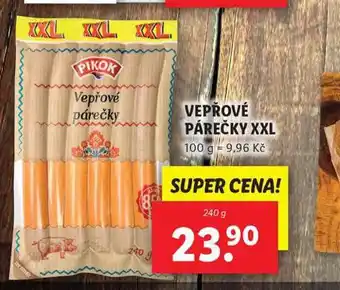 Lidl Vepřové párečky xxl nabídka