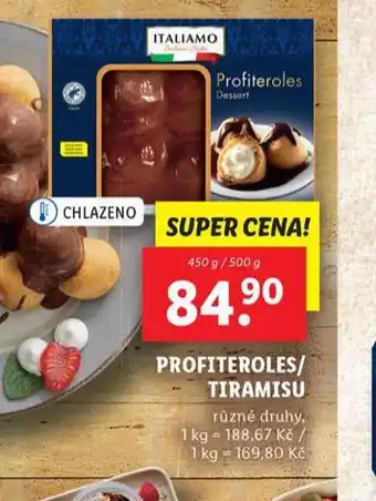 Lidl Profiteroles / tiramisu nabídka