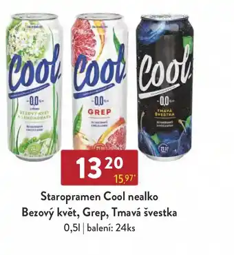 Qanto Staropramen Cool nealko Bezový květ, Grep, Tmavá švestka 0.5L nabídka