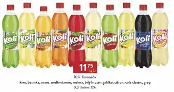 Qanto Koli limonáda kiwi, bezinka, oranž, multivitamin, malina, bílý hrozen, jablko, citron, cola classic, grep 0,5L nabídka