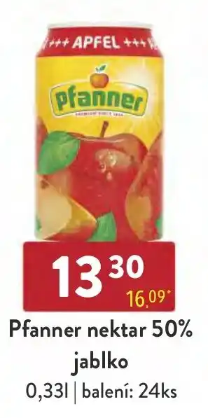 Qanto Pfanner nektar 50% jablko 0.33L nabídka