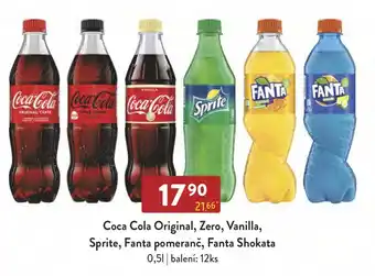 Qanto Coca Cola Original, Zero, Vanilla, Sprite, Fanta pomeranč, Fanta Shokata 0,5L nabídka