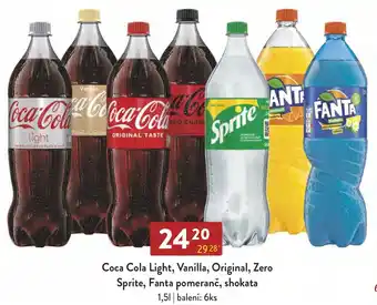 Qanto Coca Cola Light, Vanilla, Original, Zero Sprite, Fanta pomeranč, shokata 1.5L nabídka