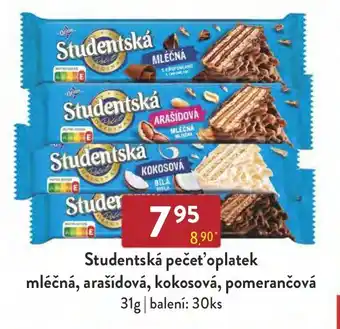 Qanto Studentská pečeť'oplatek mléčná, arašídová, kokosová, pomerančová 31g nabídka