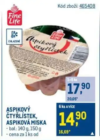 Makro ASPIKOVÝ ČTYŘLÍSTEK, ASPIKOVÁ MISKA nabídka