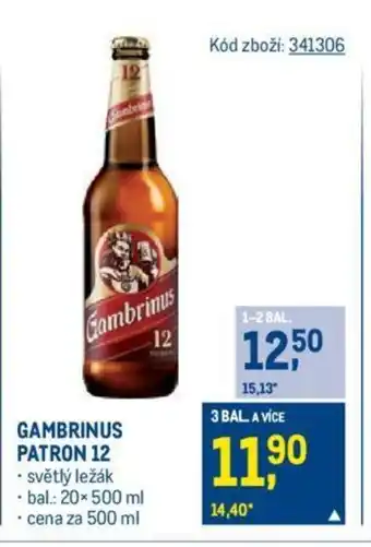 Makro GAMBRINUS PATRON 12 nabídka