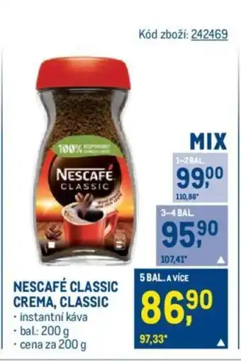 Makro NESCAFÉ CLASSIC CREMA, CLASSIC nabídka