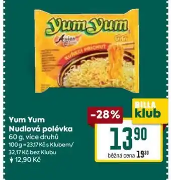 Billa Yum Yum Nudlová polévka nabídka