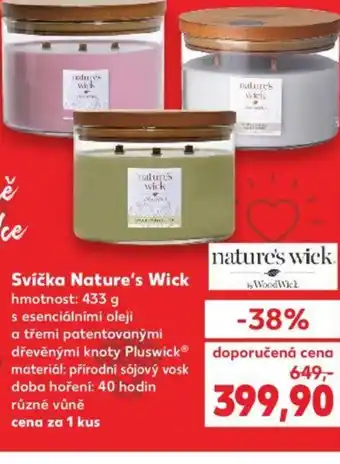 Kaufland Svíčka Nature's Wick nabídka