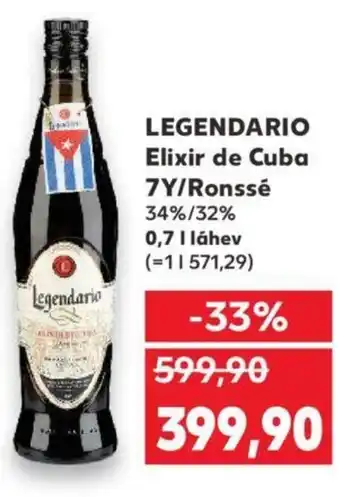 Kaufland LEGENDARIO Elixir de Cuba 7Y/Ronssé 0.7L nabídka