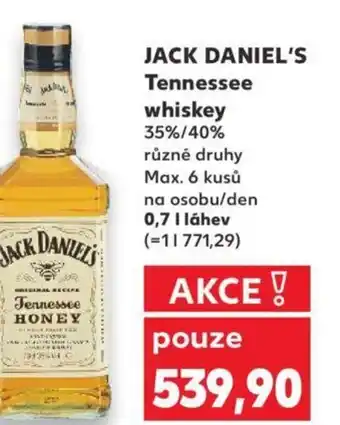 Kaufland JACK DANIEL'S Tennessee whiskey 0.7L nabídka